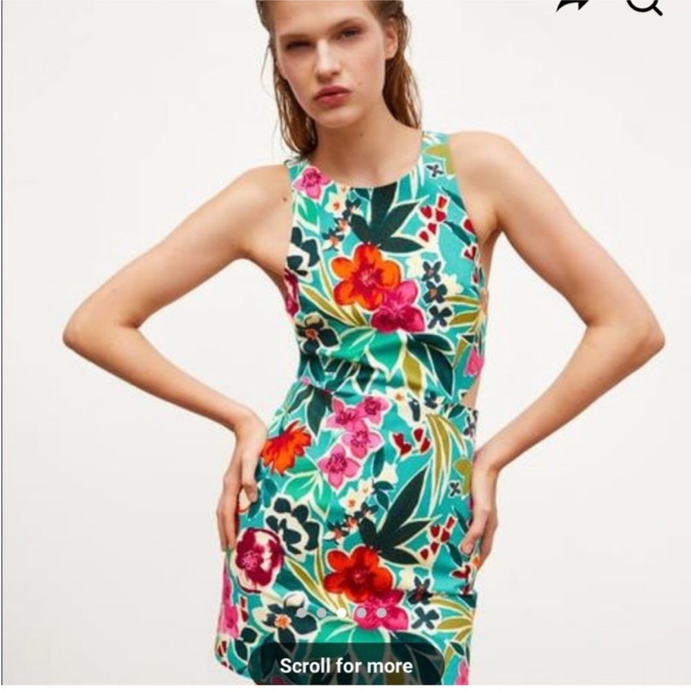 Zara Pink and Green Halter Sheath romper